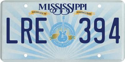 MS license plate LRE394