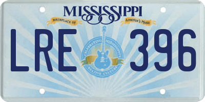 MS license plate LRE396