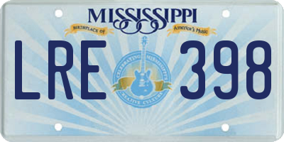 MS license plate LRE398