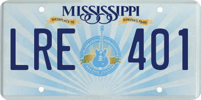 MS license plate LRE401