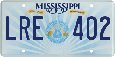 MS license plate LRE402