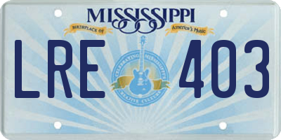 MS license plate LRE403