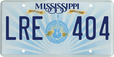 MS license plate LRE404