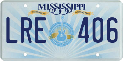 MS license plate LRE406