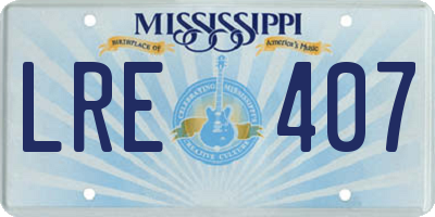 MS license plate LRE407