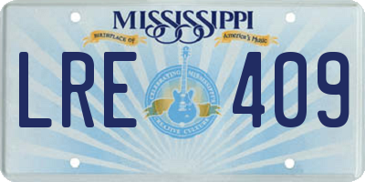 MS license plate LRE409