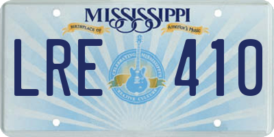 MS license plate LRE410