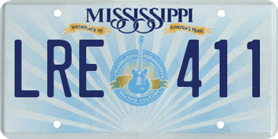 MS license plate LRE411