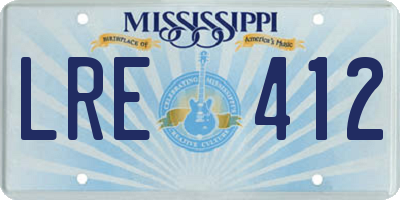 MS license plate LRE412