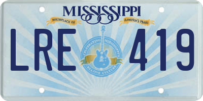 MS license plate LRE419