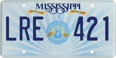 MS license plate LRE421