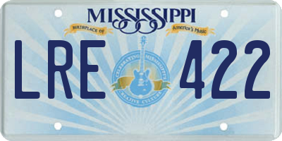 MS license plate LRE422