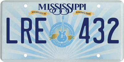 MS license plate LRE432