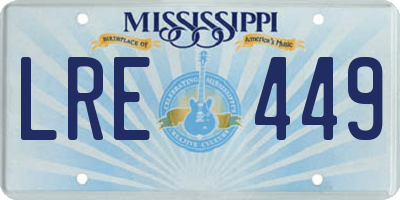 MS license plate LRE449