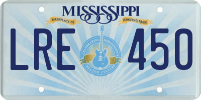MS license plate LRE450