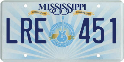 MS license plate LRE451