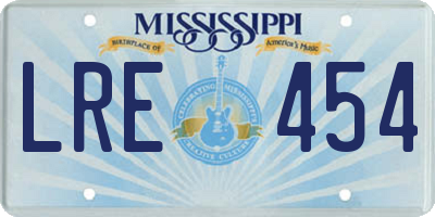 MS license plate LRE454