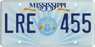 MS license plate LRE455