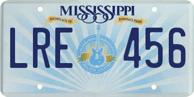 MS license plate LRE456