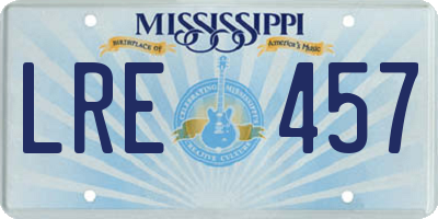 MS license plate LRE457