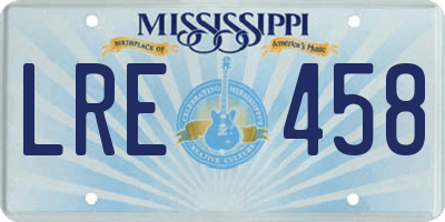 MS license plate LRE458