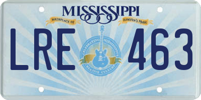 MS license plate LRE463