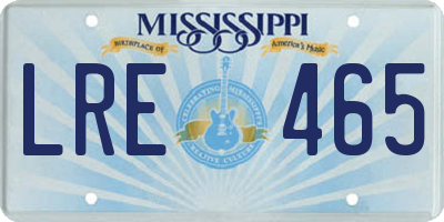MS license plate LRE465