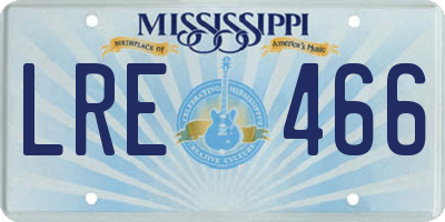 MS license plate LRE466