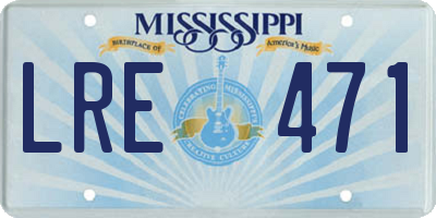 MS license plate LRE471