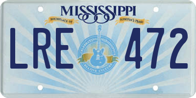 MS license plate LRE472