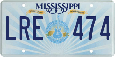 MS license plate LRE474