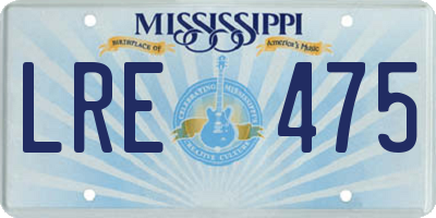 MS license plate LRE475
