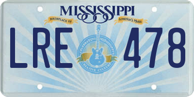 MS license plate LRE478