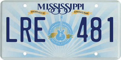 MS license plate LRE481