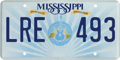 MS license plate LRE493
