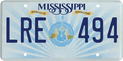 MS license plate LRE494
