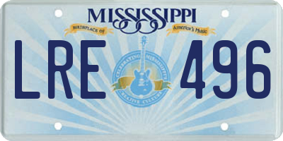 MS license plate LRE496
