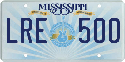 MS license plate LRE500