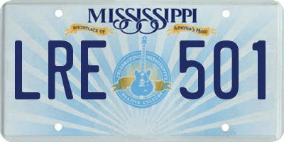 MS license plate LRE501