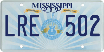 MS license plate LRE502