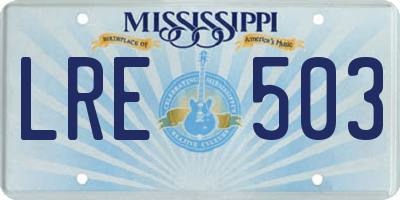 MS license plate LRE503