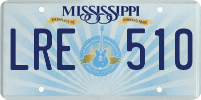 MS license plate LRE510