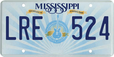 MS license plate LRE524