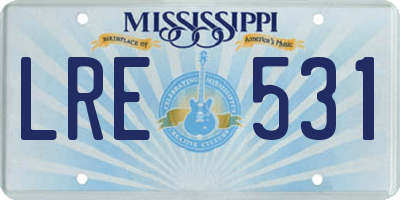 MS license plate LRE531