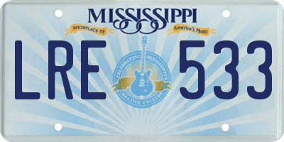 MS license plate LRE533