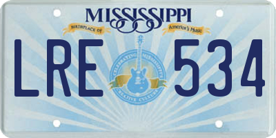MS license plate LRE534