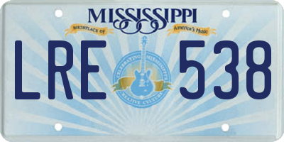 MS license plate LRE538