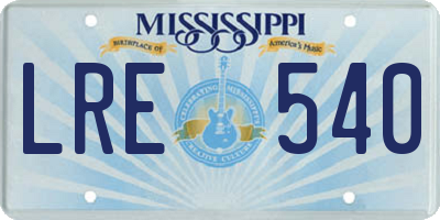 MS license plate LRE540