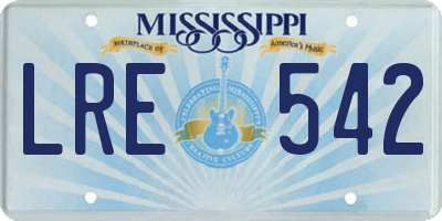 MS license plate LRE542