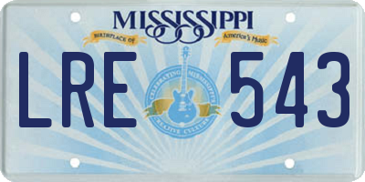 MS license plate LRE543